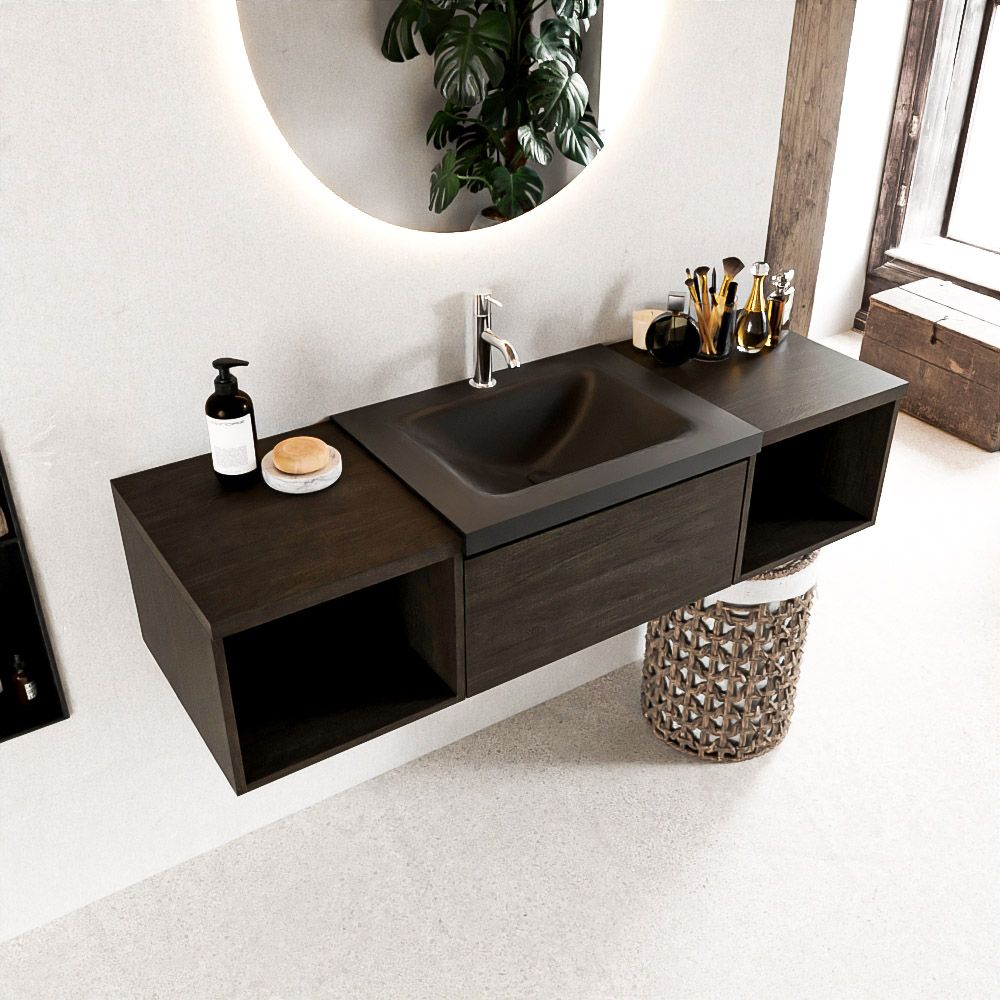 Mondiaz Bukla badmeubel 140cm dark brown en urban