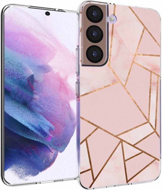 iMoshion Hoesje Samsung Galaxy S22 - Siliconen Back Cover - Roze / Pink Graphic