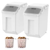 VEVOR Mottenbestendige voorraaddozen, opbergdoos, keuken, 15 l x 2, zichtbare voorraaddoos PP met deksel en rollen, luchtdichte container voor rijst, meel, suiker, peulvruchten, noten, diervoeding