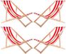 Ensemble de 4 chaises de plage sans marque - Hêtre - Blanc à rayures rouges