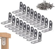 OEM Guangzhou Technology Service Co., Ltd. 20 stuks roestvrijstalen L-vormige hoekklemmen 40 x 40 mm - hoekhouder 90 graden met schroeven (zilver) - stevig en duurzaam bouwmateriaal.