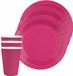 Santex feest/verjaardag servies set - 20x gebaksbordjes en bekertjes - fuchsia roze - karton