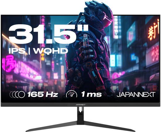 JAPANNEXT Gaming Monitor 31.5" IPS 2K WQHD 165Hz 1ms HDR