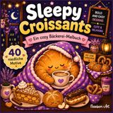 Sleepy Croissants Icecat: Ein cozy Bäckerei-Malbuch: Bold & Easy Malbuch mit 40 niedlichen Motiven von schlafendem Gebäck, süßen Kuchen & Kaffee für ... & Kinder zur Entspannung und Stressabbau