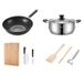 Maxcook casseroles et poêles set de 8 pièces – poêle, marmite, planche à découper, couteau de cuisine, baguettes, spatule en bois, couteau d'office, couteau