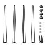 Happybuy Haarspeld Tafelpoten 91,4 cm Zwart Set van 4 Bureaupoten 800 lbs Draagvermogen (elk 220 lbs) Haarspeld Bureaupoten 3 Staven voor Bank Bureau Eettafel Stoelen Koolstofstaal DIY Heavy Duty