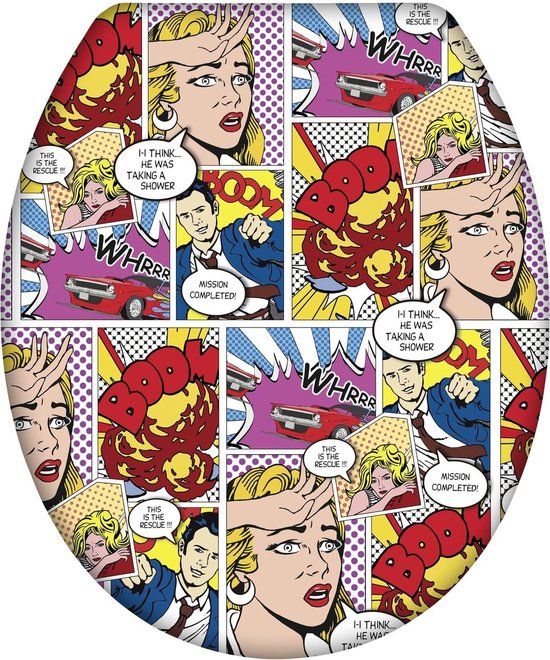 WENKO WC-bril Pop-Art - Toiletbril met softclose, Fix-Clip hygiënische bevestiging, wc-deksel van antibacterieel duroplast