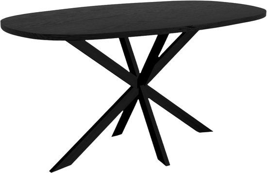 Lizzely Garden & Living Eettafel Deens ovaal 160cm zwart Hero ovale eetkamer tafel