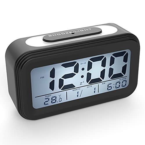 Coolzon Digitale Wekker, Ochtendwekker, Digitale Klok, Werkt Op Batterijen Stil Voor Kinderen En Volwassenen Groot Led Display Temperatuurkalender Reiswekker Met Nachtlampje Snooze Functie Zwart