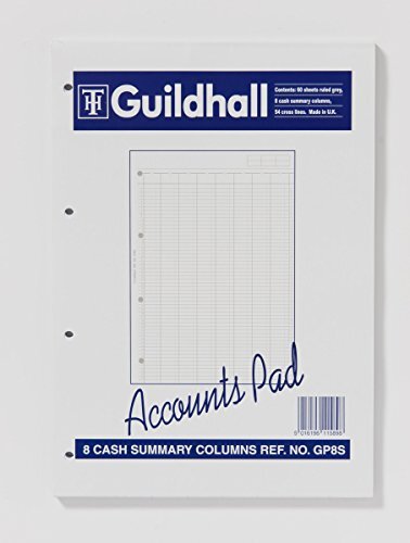 Exacompta Guildhall Account Pad, 60 vel, 54 Feint Lines, 8 Cash Columns, 298 x 210 mm