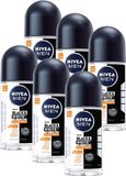 NIVEA MEN Black & White Ultimate Impact Anti-Transpirant Deo Roller - Deodorant - Voordeelverpakking - 6 x 50ml