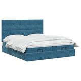 vidaXL Ottomaanse Bed met Matras en LED Donkerblauw 200 x 200 cm