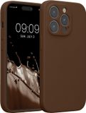 kwmobile telefoonhoesje geschikt voor Apple iPhone 14 Pro - TPU backcover met siliconen coating - Smartphone case in chocoladebruin