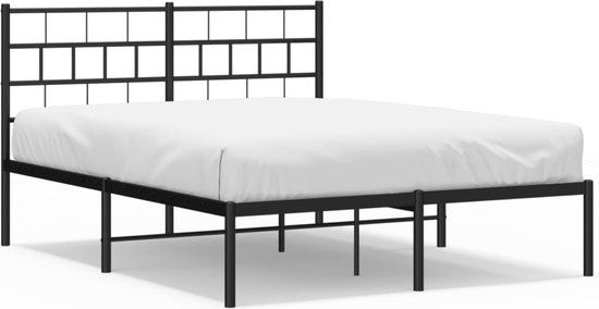 vidaXL Bedframe met hoofdbord metaal zwart 150x200 cm