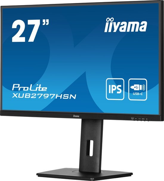 iiyama ProLite XUB2794HSN-B1 - 27 Inch - IPS - Full HD - USB-C Dock - In hoogte verstelbaar