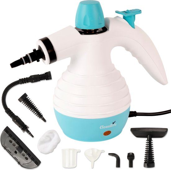 CleanRite Compact Handheld Steam Cleaner - 10-Piece Set - White