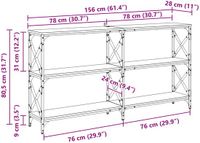 vidaXL Wandtafel Oudhout 156 x 28 x 80,5 cm Bewerkt hout