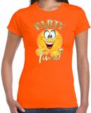 Bellatio Decorations Verkleed t-shirt voor dames - oranje - party time emoji - themafeest M
