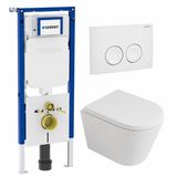 QeramiQ Dely Toiletset - Geberit UP720 inbouwreservoir - 35mm zitting - softclose - bedieningsplaat wit - mat wit