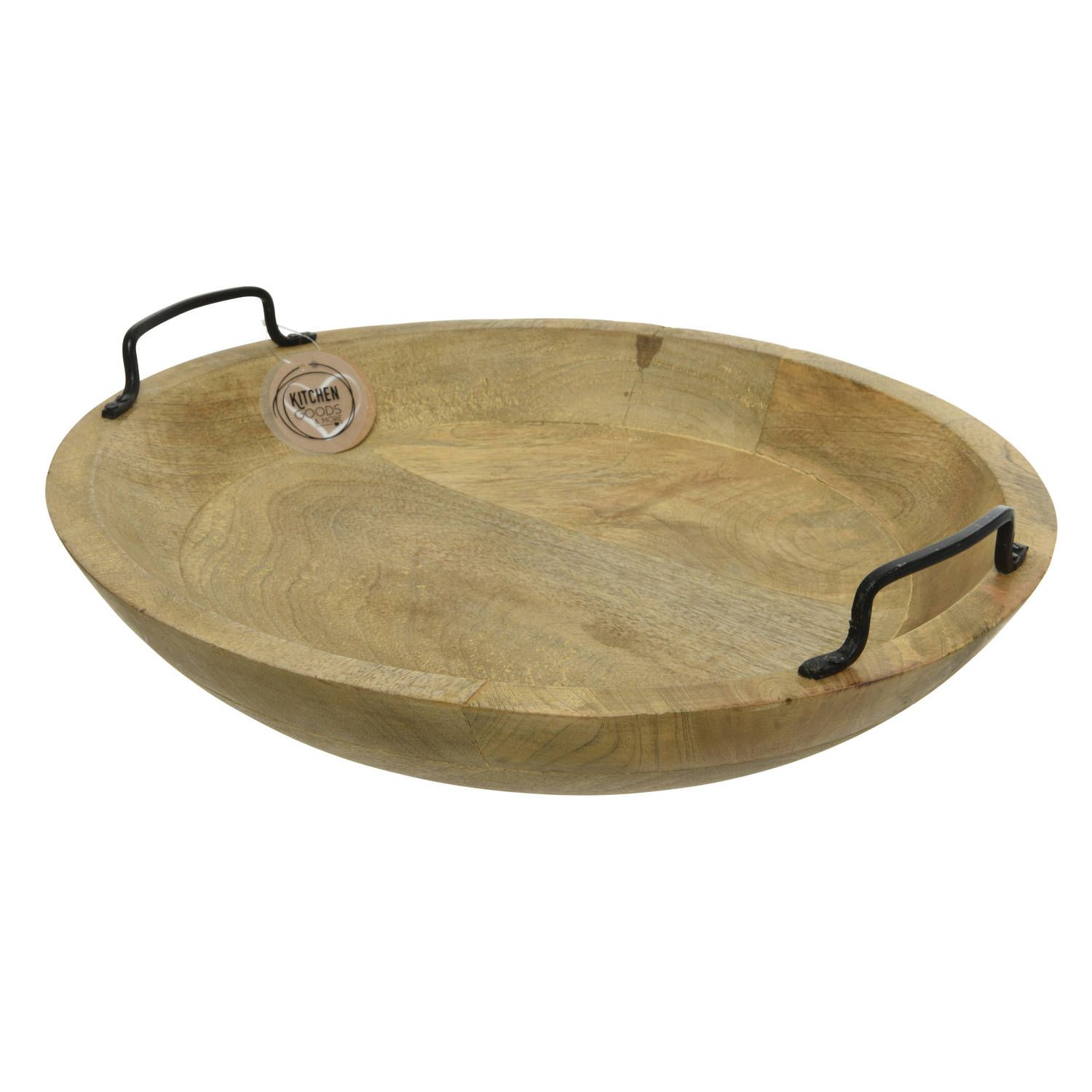Decoris Dienblad/serveerschaal rond mangohout 39 x 10 cm - bruin