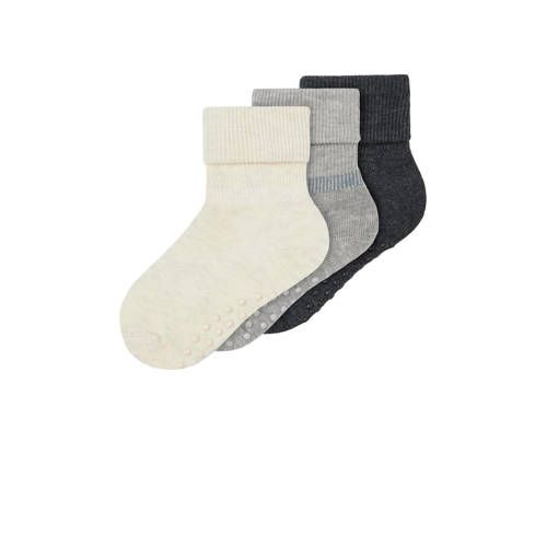 NAME IT MINI sokken - set van 3 - creme/lichtgrijs/donkerblauw