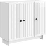 vidaXL Dressoir Hoogglans Wit 89 x 34,5 x 80 cm Bewerkt hout