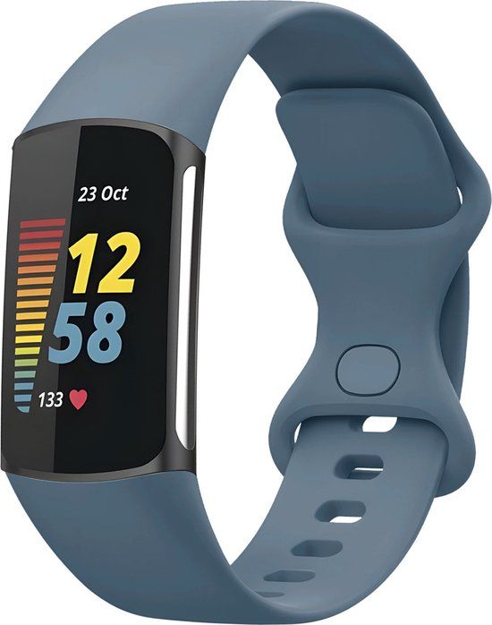 iMoshion Siliconen Bandje - Geschikt voor Fitbit Charge 5 / Charge 6 - Blauw