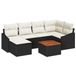 vidaXL Tuinbank - Set - 7 - st - Zwart - en - Crème - poly - rattan
