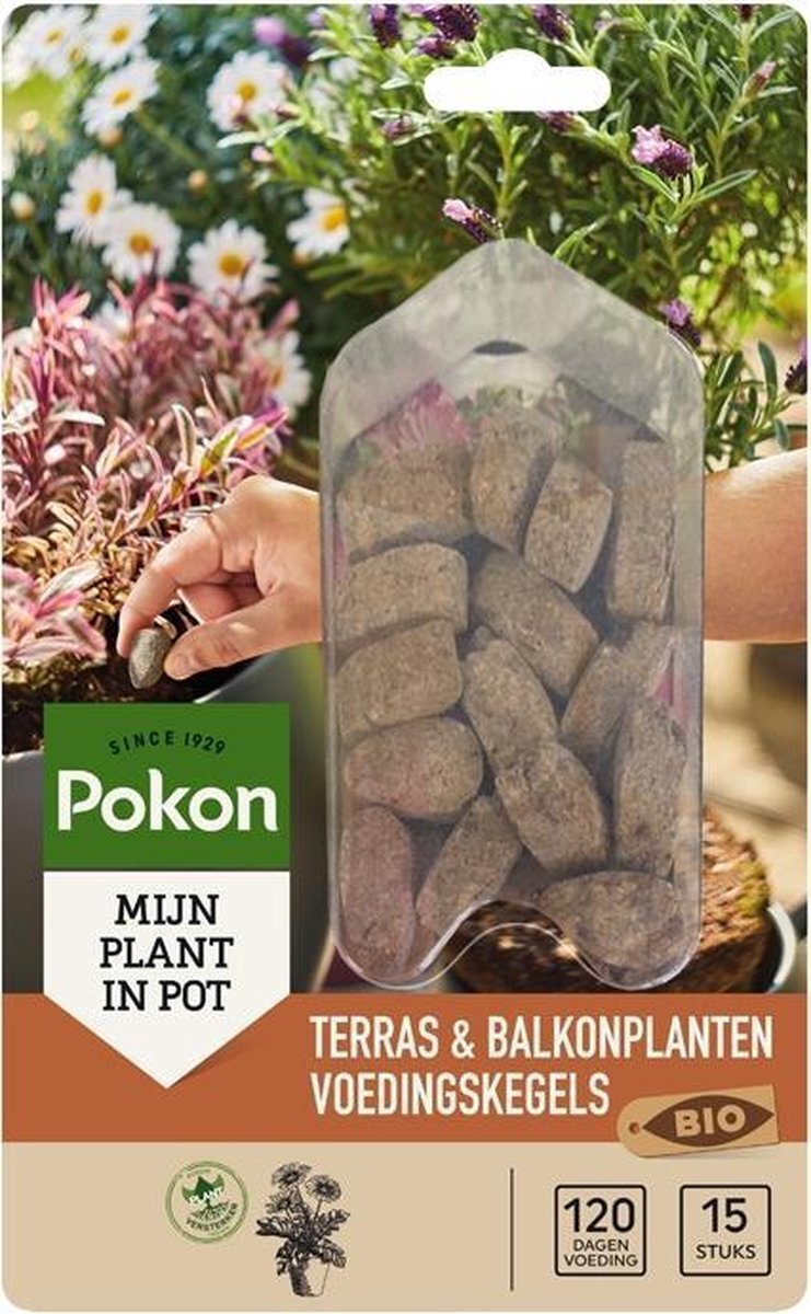 Pokon Bio Terras & Balkonplanten Voeding Langwerkende kegels 15st