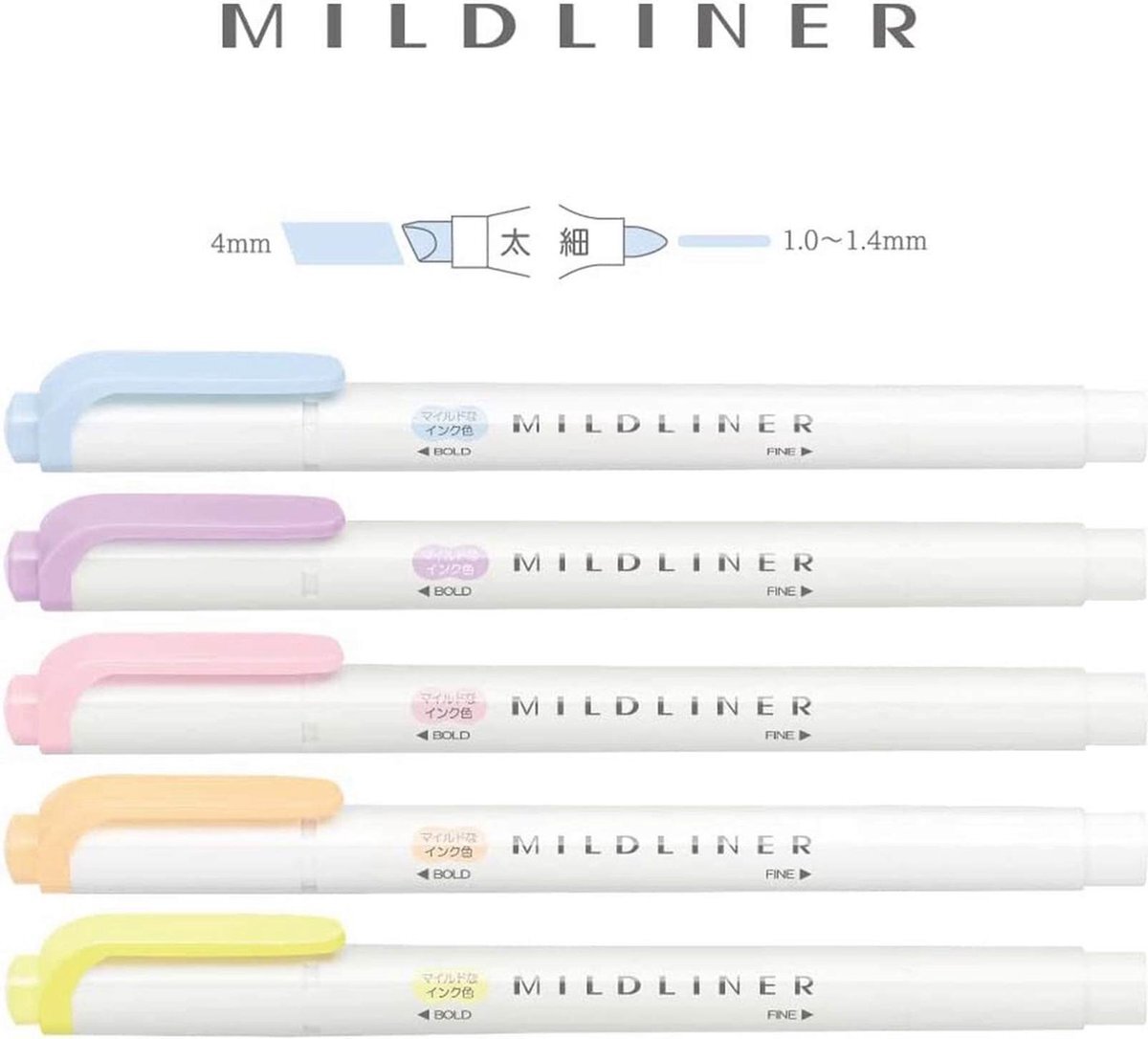 Zebra Mildliner Double Sided Highlighter - 2022 New Gentle Colors Set van 5 verpakt in een Luxe Zipperbag format A5