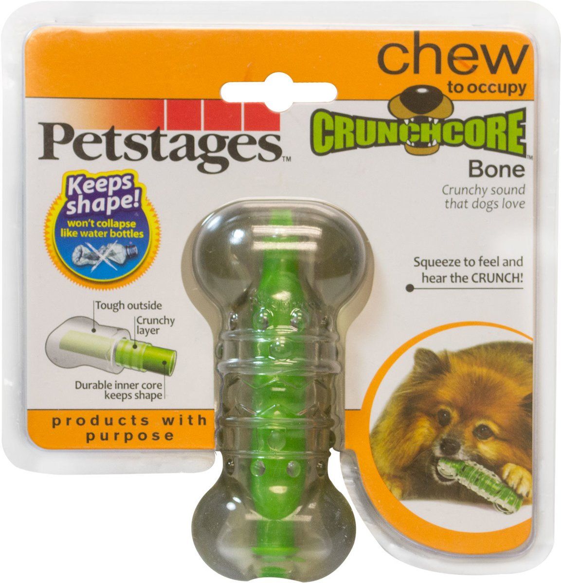 Petstages Crunchcore Hondenspeeltje Groen Small - 11 cm