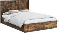 vidaXL Bedframe met opbergruimte en hoofdbord Gerookt eiken