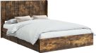 vidaXL Bedframe met opbergruimte en hoofdbord Gerookt eiken