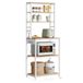 VASAGLE Keukenplank met stopcontacten, 6 planken en 6 haken, stalen frame | Magnetronplank voor keuken, 40 x 60 x 167 cm, Golden Oak Cloud White, BARNET Collectie KKS124Y01V1