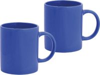 Bellatio Design Tasse à café/gobelet - 2x - céramique - brillant - avec anse - bleu - 370 ml