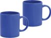 Bellatio Design Tasse à café/gobelet - 2x - céramique - brillant - avec anse - bleu - 370 ml