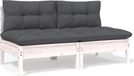 Maison Exclusive - Ensemble de jardin avec 2 places assises, coussins inclus, blanc, pin massif