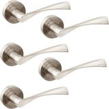 Emuca Klinken Twist voor binnendeur, met rozet D.50 mm, Aluminium, satijnnikkel, 5 set.