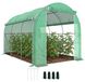 Serre - 6 m², 3 x 2 m - 1 porte et 2 parois latérales rabattables - 6 fenêtres - Châssis en acier galvanisé - Couverture PE imperméable et résistante aux UV, 140 g/m² - Blanc