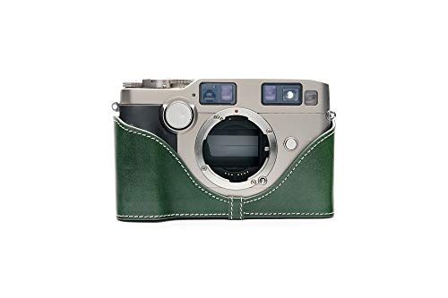 Zakao Hoesje voor Contax G2, Handgemaakte Echt Lederen Half Camera Hoesje Cover voor Contax G2 Met Hand Band, Groen