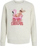 JACK&JONES - JJCHRISTMAS SWEAT CREW NECK JNR - Jongens - Sweaters - White Melange - Maat 176