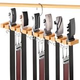Riemhanger voor kast - riem rek kast accessoires organizer, dubbellaags ontwerp ruimtebesparend - maximaal 23 opslagcapaciteit, houten riemhouder voor ratel riem, klik riem riem