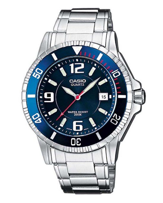 Casio Collection MTD-1053D-2AVES Herenhorloge - Zilverkleurig - Blauwe Wijzerplaat - 43 mm