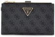 GUESS portemonnee Laurel II SLG Double Zip Organizer Coal Logo donkergrijs
