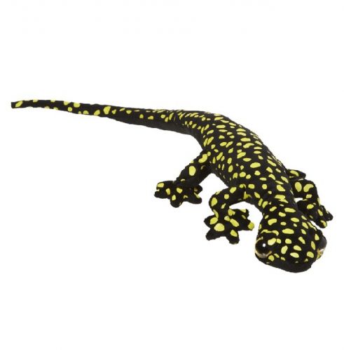 Nature Planet Pluche gekko zwart met geel 62 cm