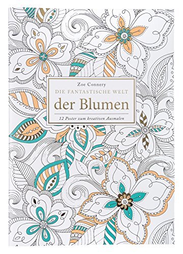 Idena 68140 - kleurboek voor volwassenen, motief bloemen, 12 vellen, voor het maken van creatieve kunstwerken, als compensatie voor het dagelijks leven en voor vrije tijd en vakantie