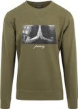 Mister Tee - Pray Crewneck sweater/trui - L - Olijfgroen