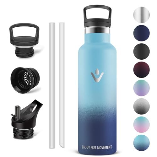 Vikaster Roestvrijstalen fles - 750 ml - BPA-vrij - Met rietje