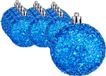 Krist+ Kerstballen - 12x st - blauw kobalt glitter - kunststof - 6 cm