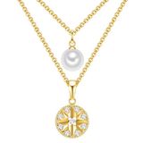 Lulu & Jane Ketting goud / transparant / parelwit